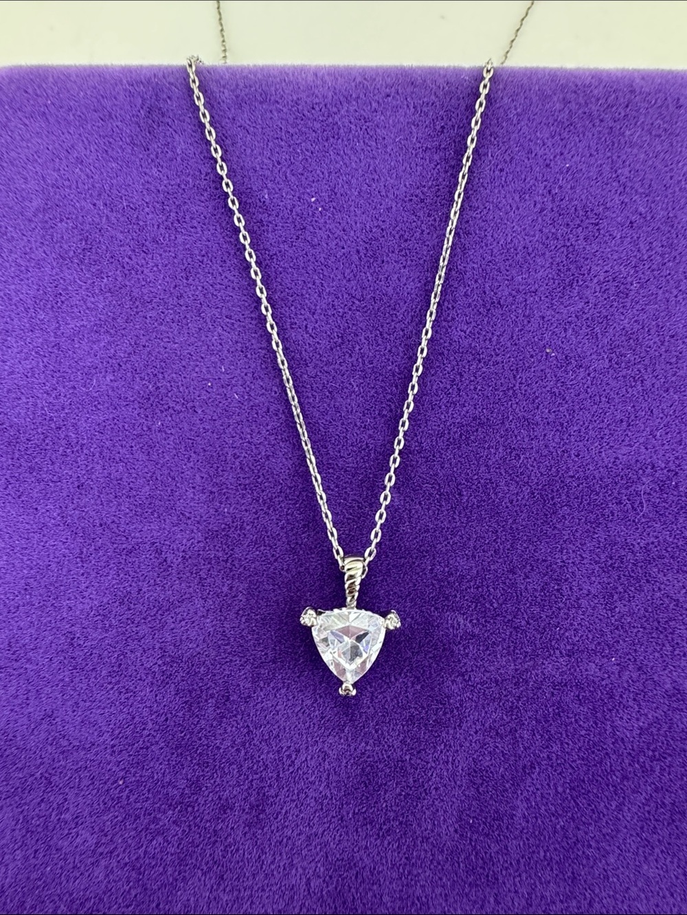 💛 Rhodium Plated Trillion-Cut CZ Necklace | Sparkly Elegance Minimalist Layering